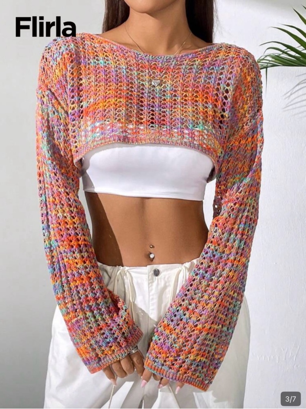 Multicolor Cropped Knit Shrug - Women Tops